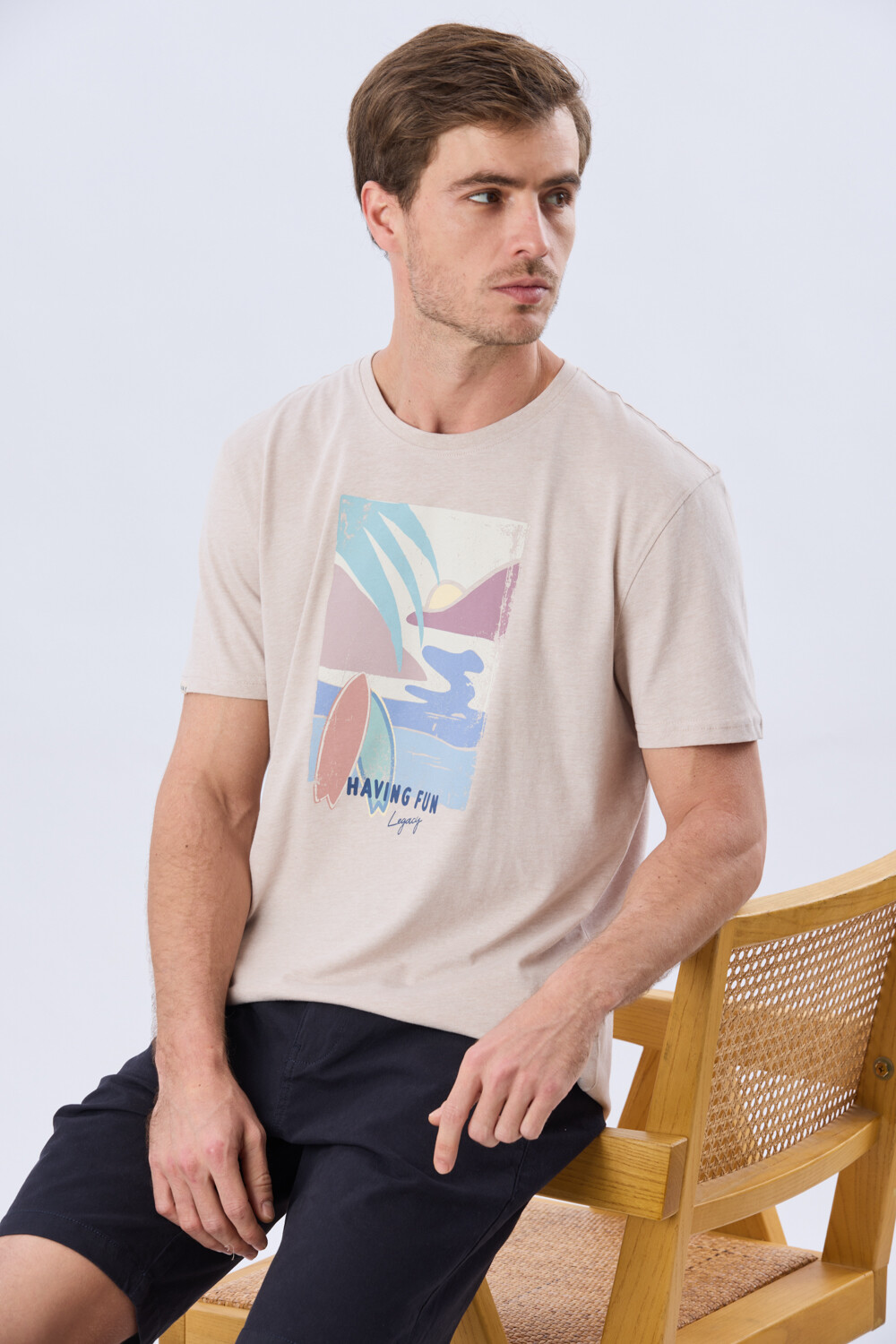 REMERA ESTAMPADA DE ALGODÓN Beige