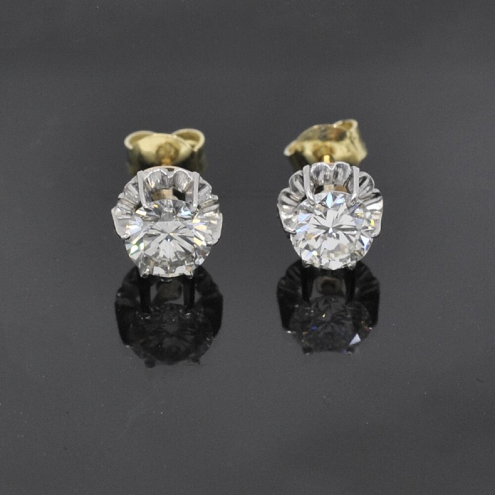 Caravanas Antiguas En Oro 18K Y Brillantes Caravanas Antiguas En Oro 18K Y Brillantes