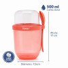Tupper para Yogur y Snack con Doble Compartimento y Cuchara Salmon