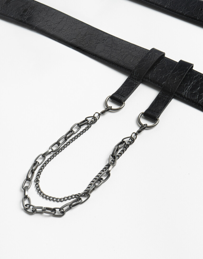 Cinturones y Fajas Cinturon Con Cadenas - Negro