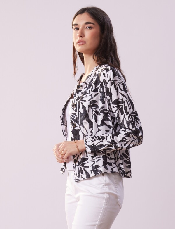 Chaqueta Lino Print NEGRO/BLANCO
