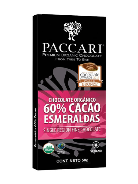 CHOCOLATE CACAO 60% ESMERALDAS 50G CHOCOLATE CACAO 60% ESMERALDAS 50G