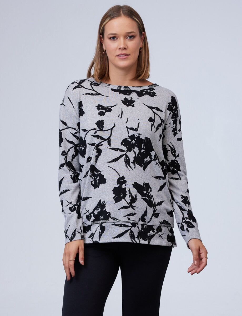Buzo Soft Flores - Gris/multi 