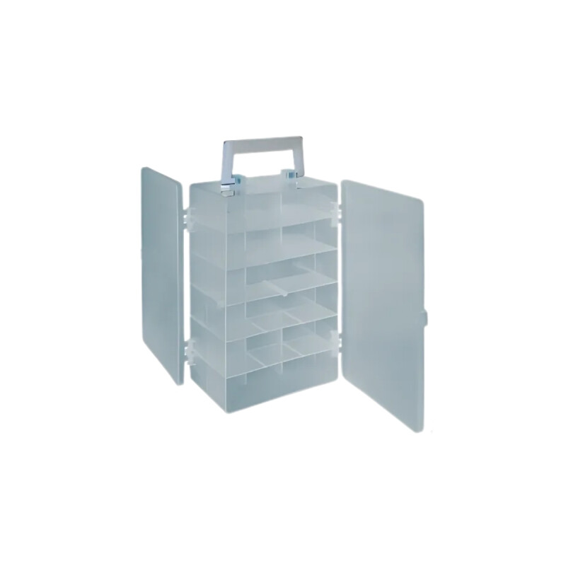 Caja organizadora con divisiones y asa TRANSPARENTE
