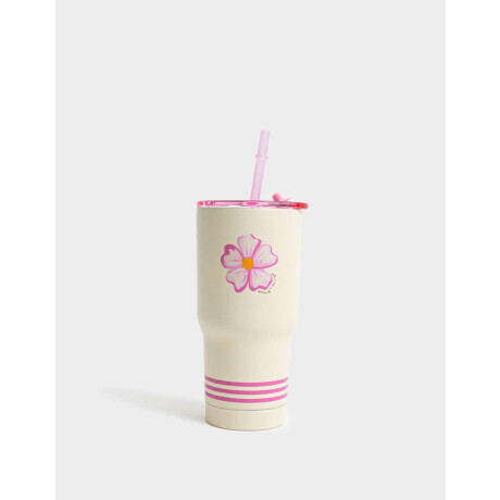 Vaso Alto De Acero Inoxidable Estampado Con Sorbete Blanco Crudo