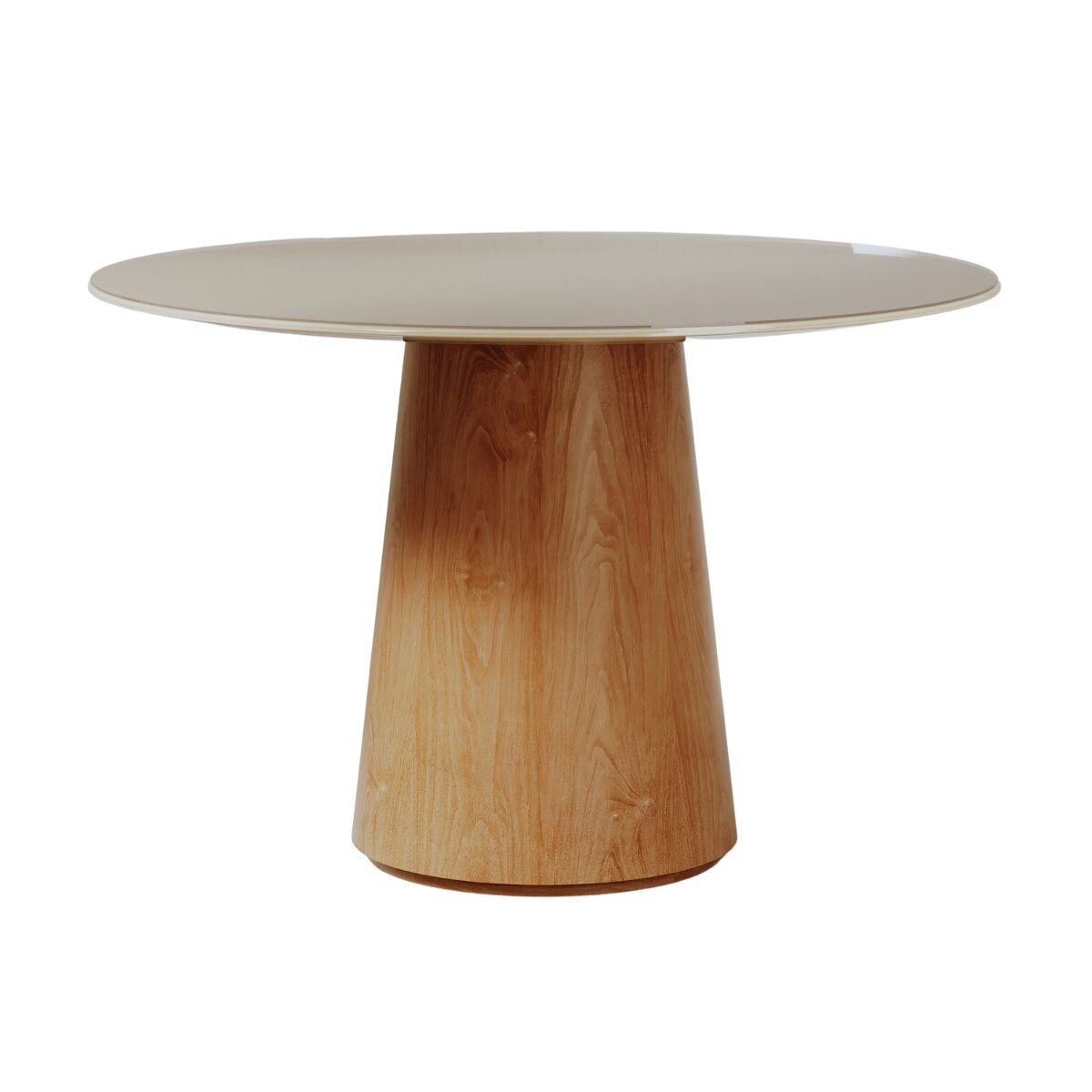 Mesa de Comedor Zara - Redonda con vidrio - 120 - Off White y Canela 