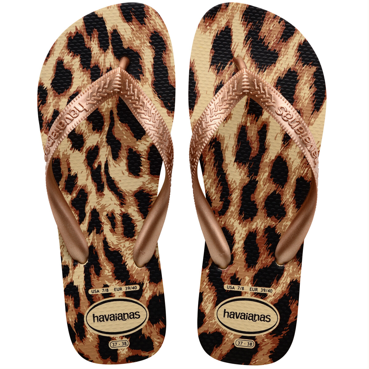 Sandalia de Mujer Havaianas Top Animals - Beige Arena - Rosa - Dorado 