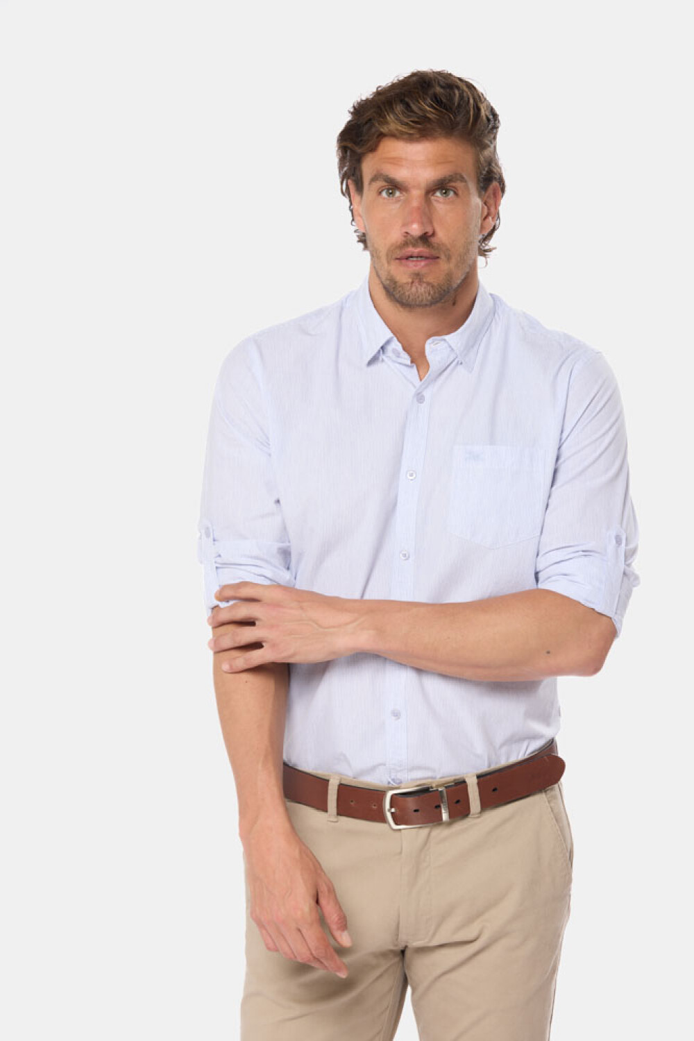 CAMISA RAYADA Celeste
