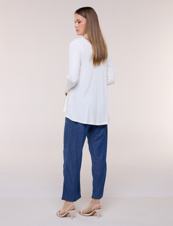 Cardigan De Punto Acanalado CRUDO