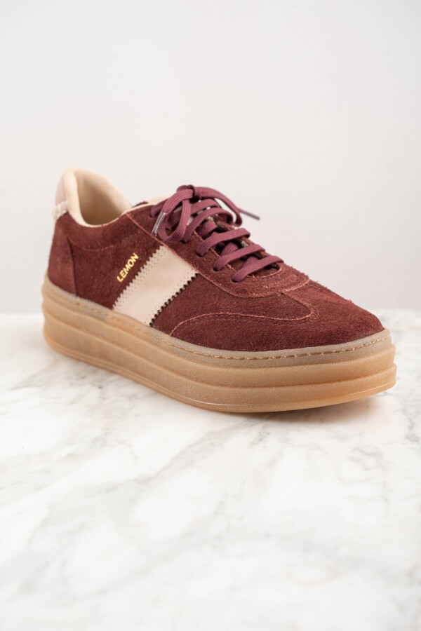 Zapatilla Combinada Bordo