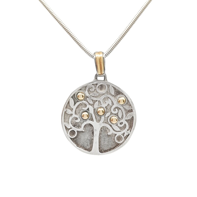 Dije Medalla Árbol de la vida-Plata y oro- Sin piedra- CP5013 sinpiedra