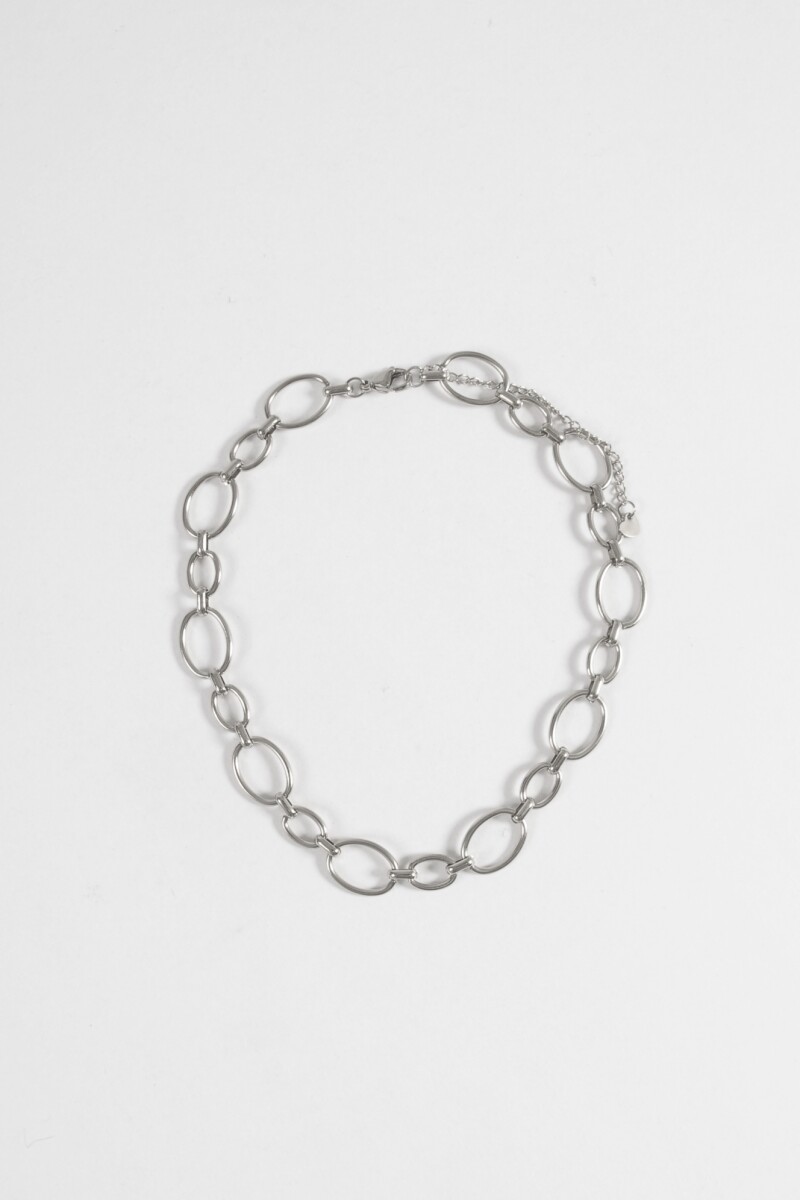 Collar acero cadena eslabones plateado