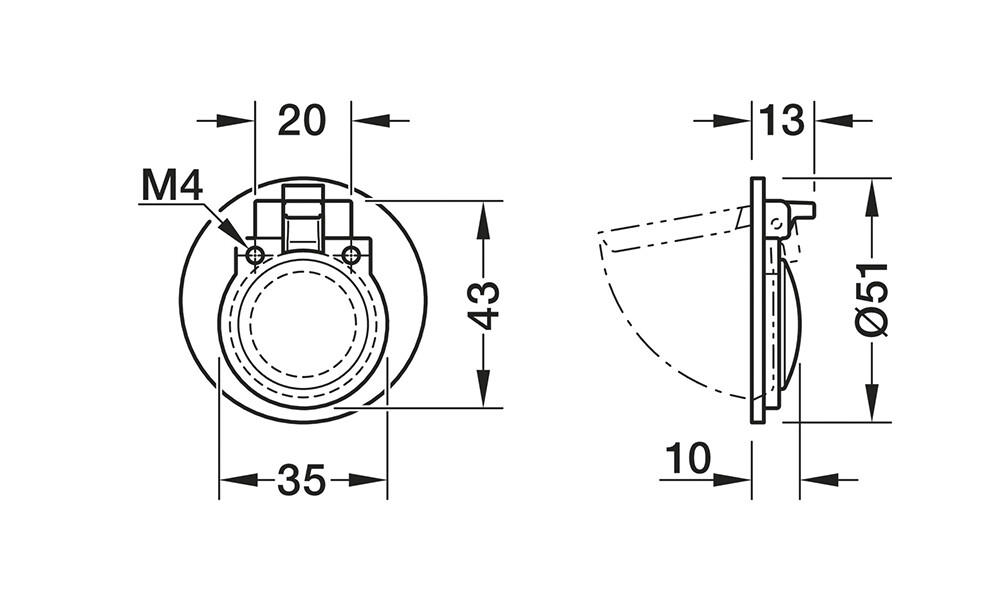 Tirador embutido estilo cubeta 100.00.275 Tirador Embutido Estilo Cubeta 100.00.275