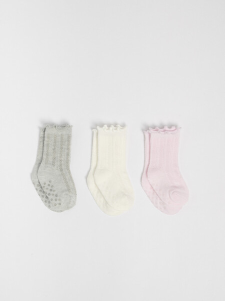 Pack x3 medias ribete Rosa