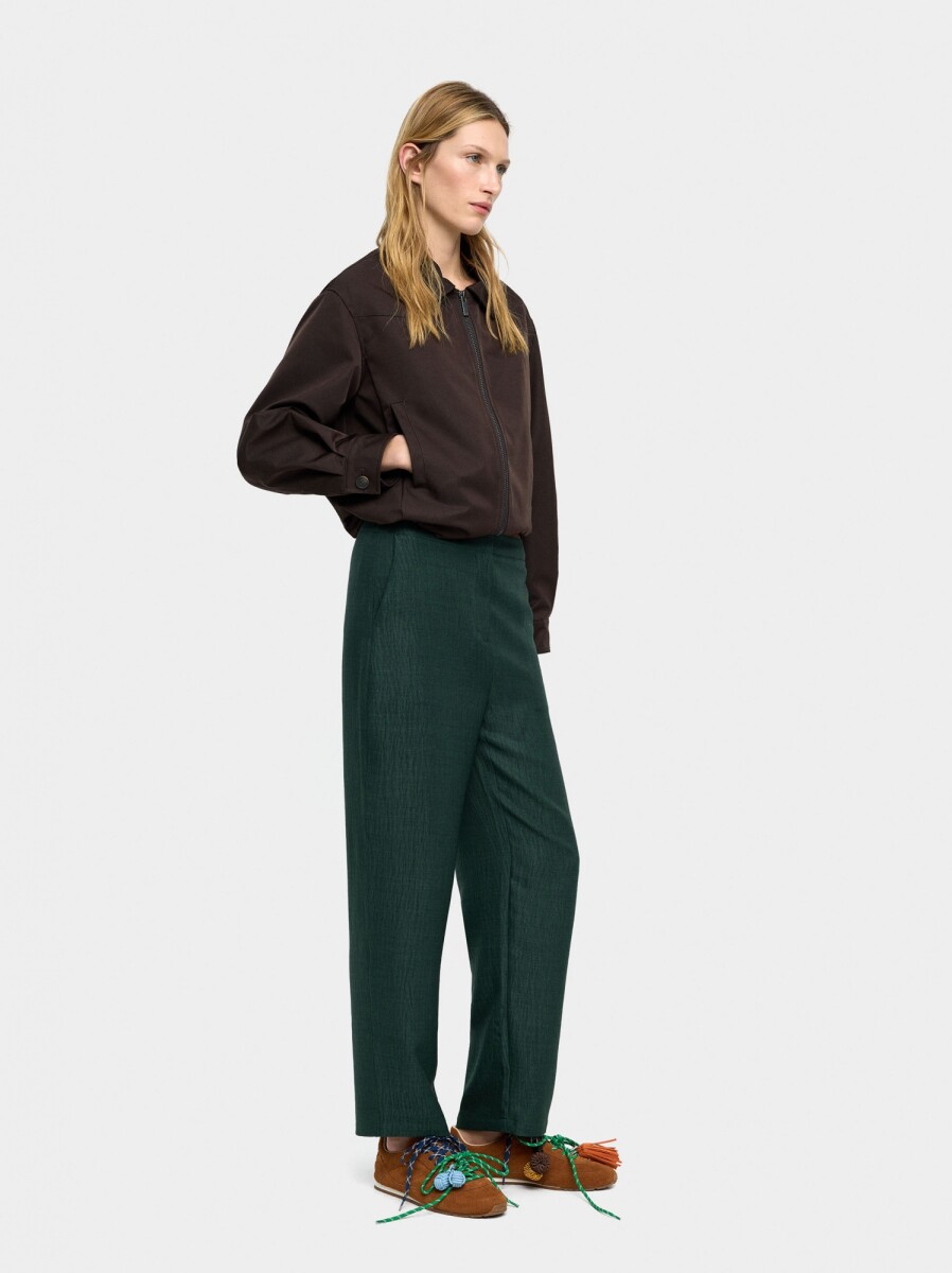 Pantalones Con Efecto Arrugado - verde 