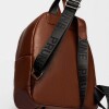 Mochila Urban En Cuero Liso Satinado Tabaco