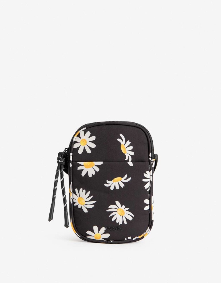 Complemento Marroquinería Nylon Porta Celular Con Asa Regulable - Estampado Flores