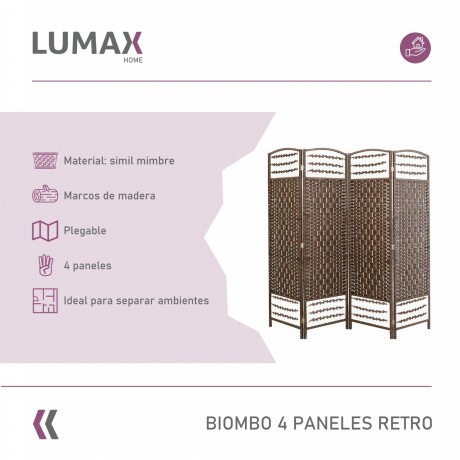 Biombo separador de rattan 1.8 mts Marrón