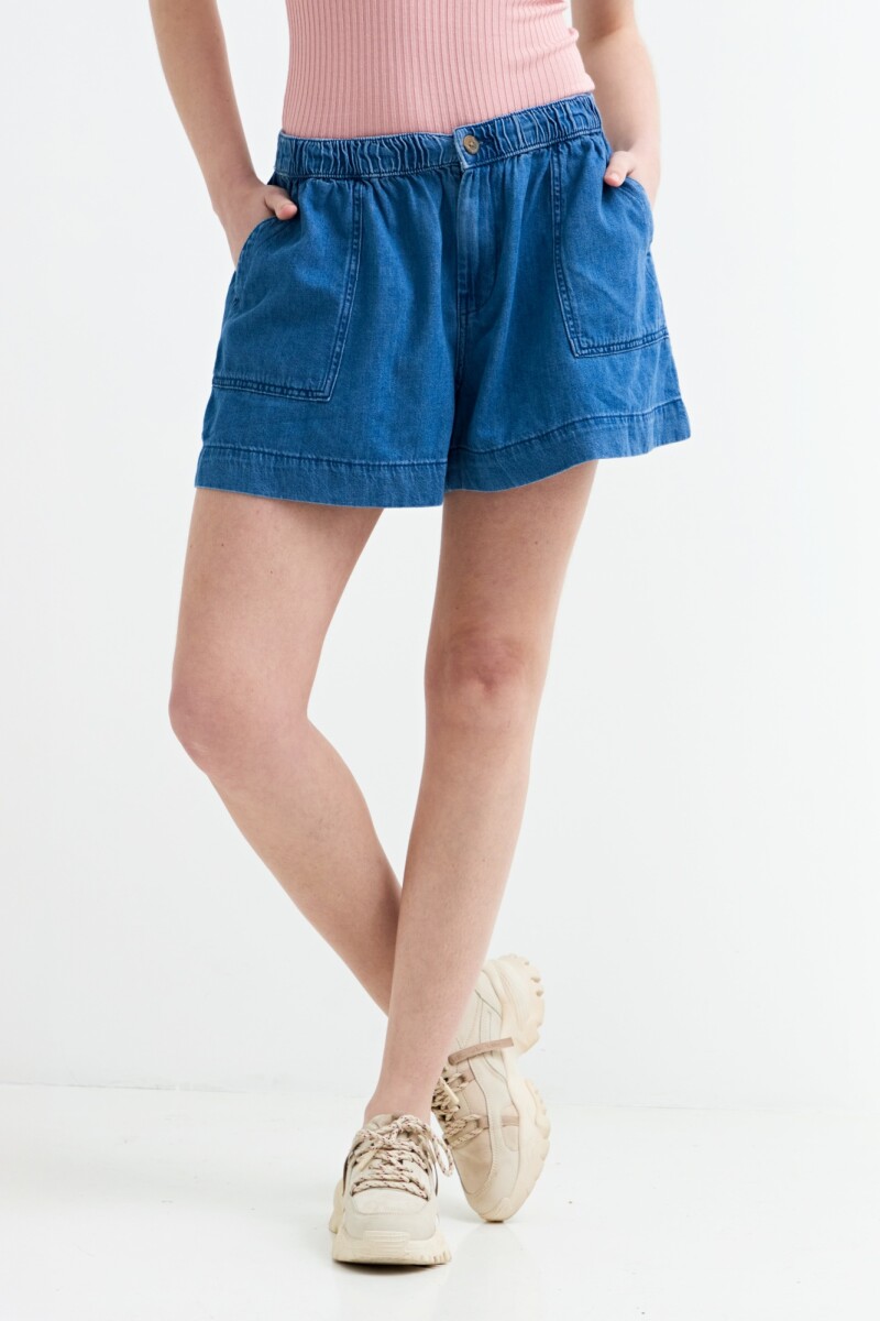Short con cintura elastizada JEAN OSCURO