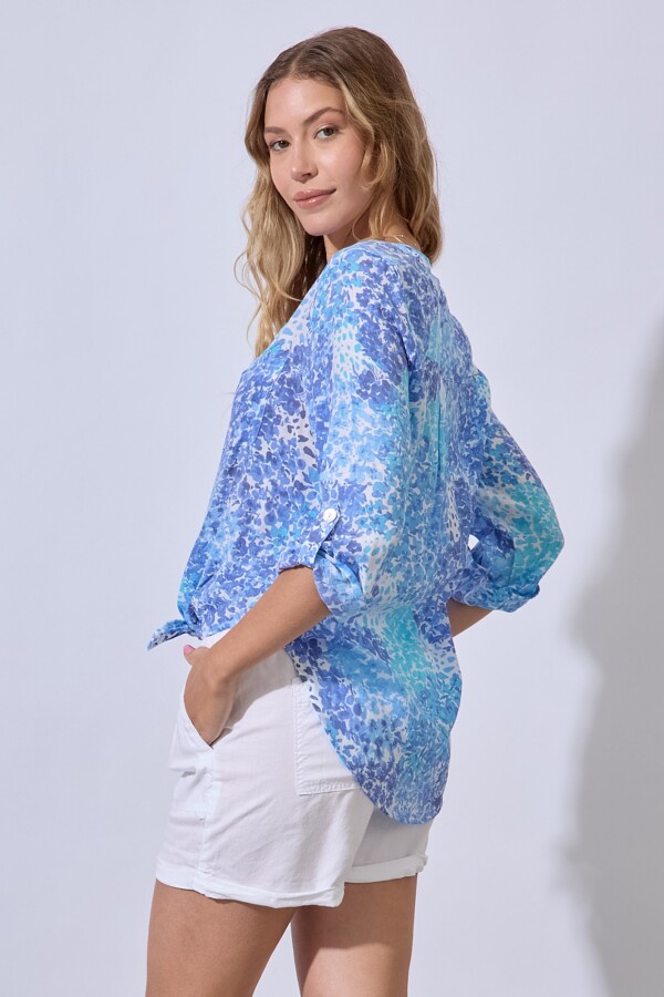 Blusa Gasa Print AZUL/MULTI