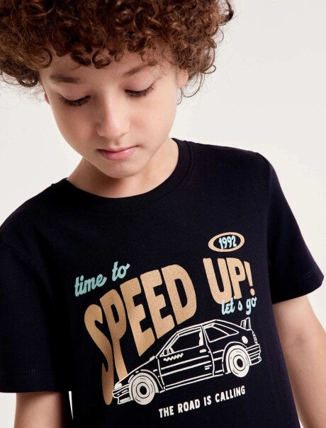 CAMISETA BÁSICA CON ESTAMPA NEGRO