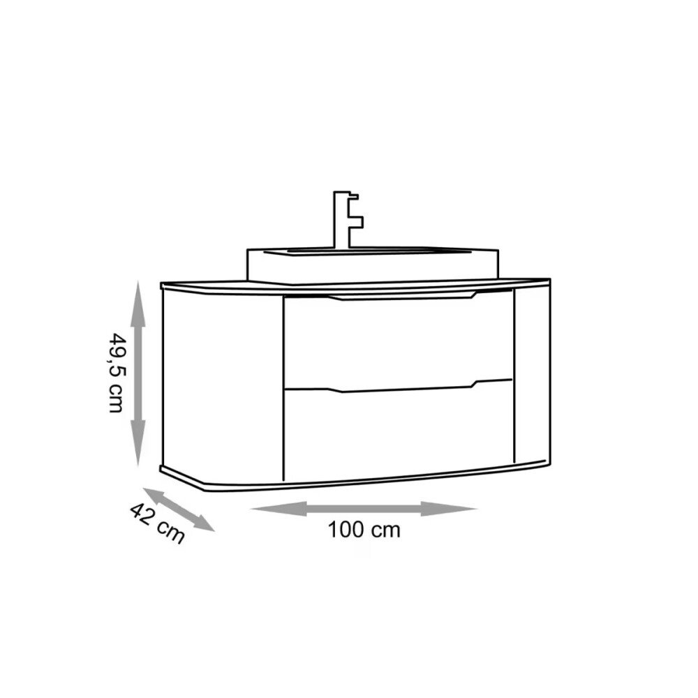 Mueble de baño Suspendido Alice Negro 100cm con Bacha de Loza Mueble De Baño Suspendido Alice Negro 100cm Con Bacha De Loza