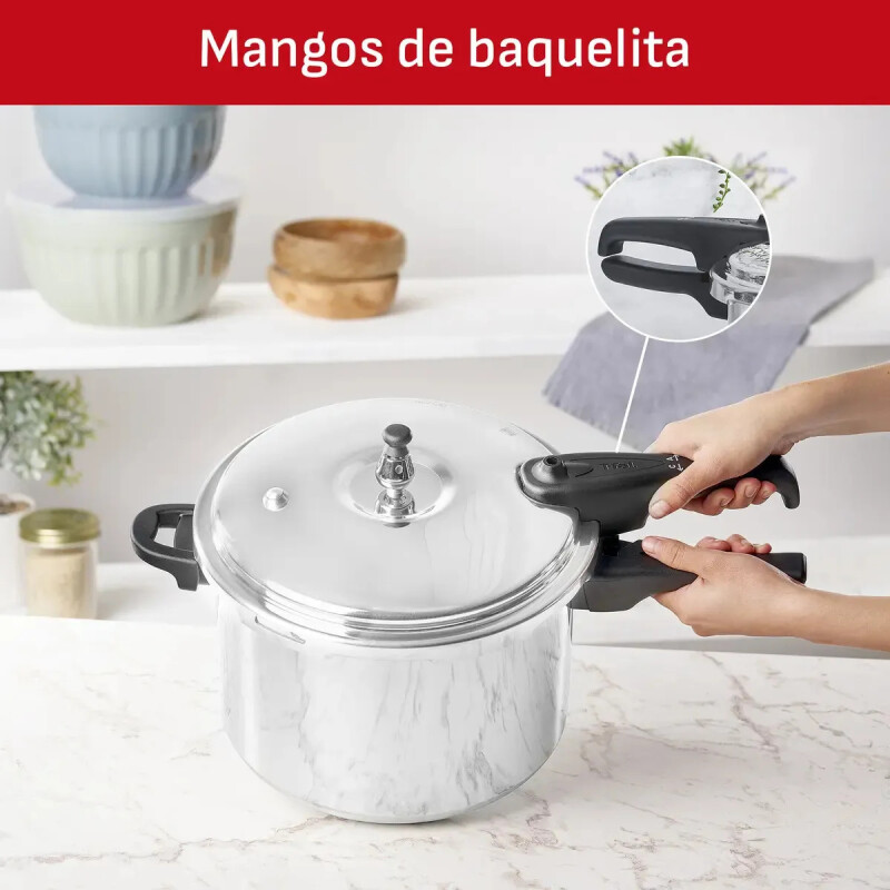 Olla express presión Tefal 8L aluminio 5 sistemas seguridad c/tapa Olla express presión Tefal 8L aluminio 5 sistemas seguridad c/tapa
