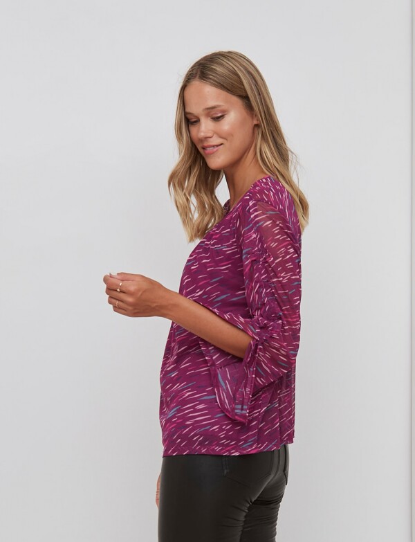 Blusa Tul Print BORDEAUX/MULTI