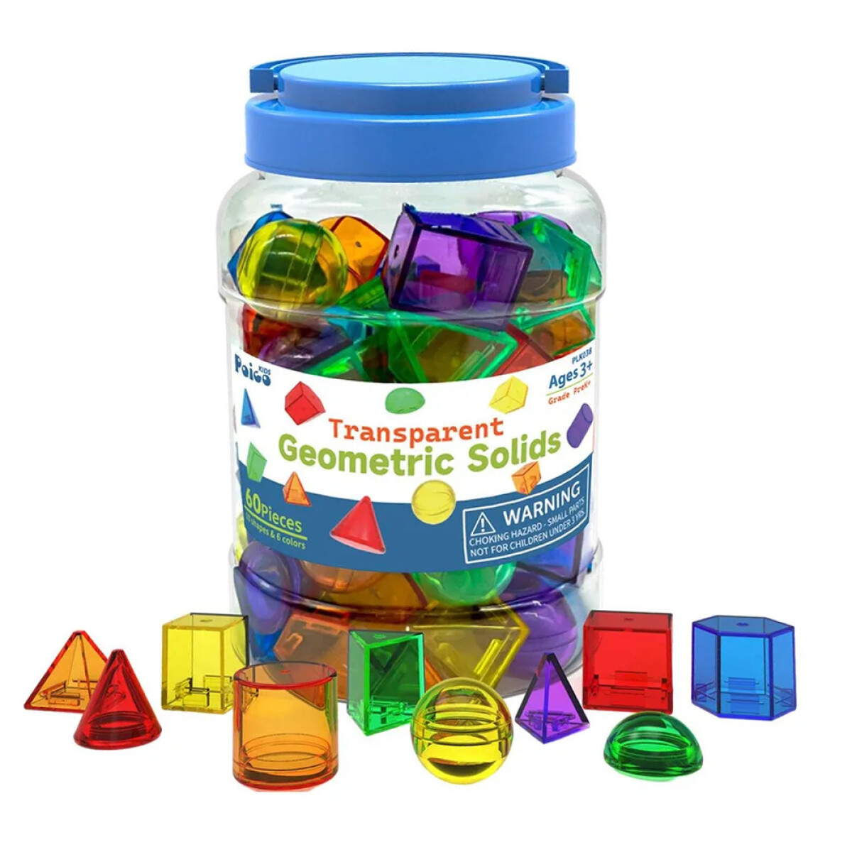 Figuras Traslucidas en pote - Figuras Geometricas 60 Piezas 