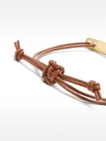 Pulsera De Piel Con Placa Y Piedra azul
