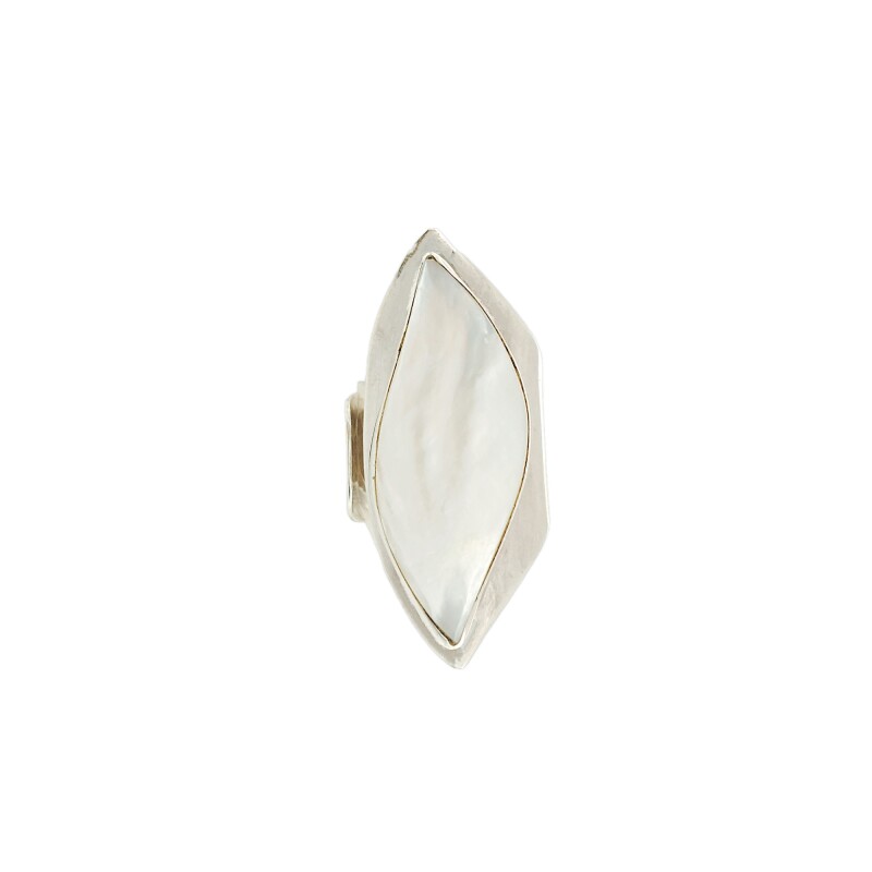 Anillo Hoja-Plata 925 Ajustable-Piedra Nacar-AN3394 conpiedra