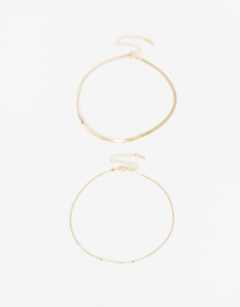 Collares Cortos Set De Collares - Dorado
