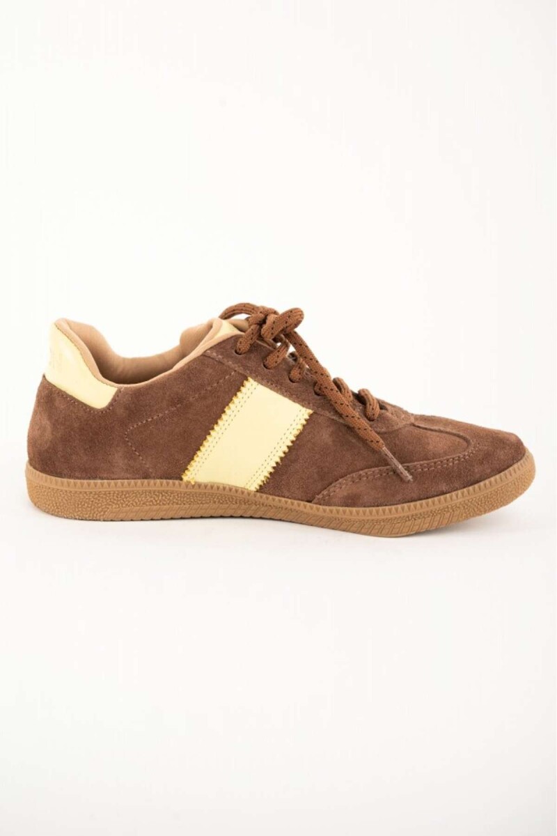 Zapatilla Gamuza Combinada - Chocolate 