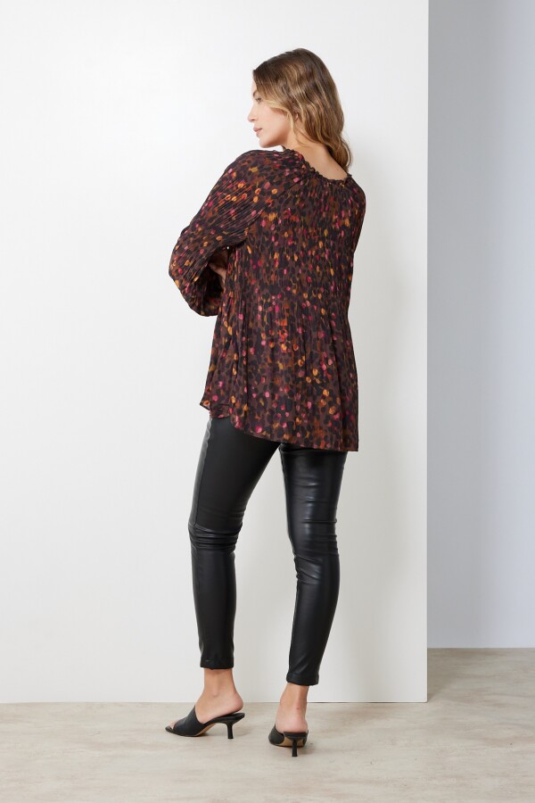 Blusa Plisada MULTI/MARRON