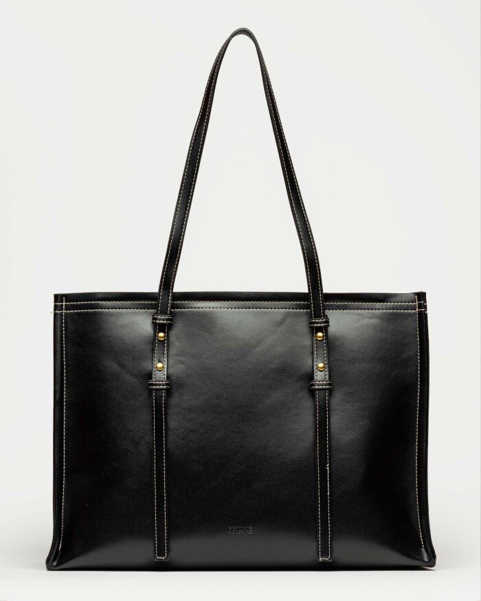 Shopper Louise en efecto cuero liso Negro