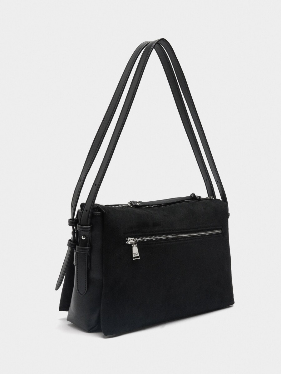 Bolso De Hombro Efecto Piel negro