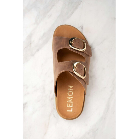 Sandalia Cuero Hebillas Marrón