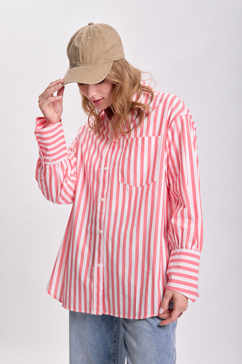 Camisa bolsillo rayada Rojo