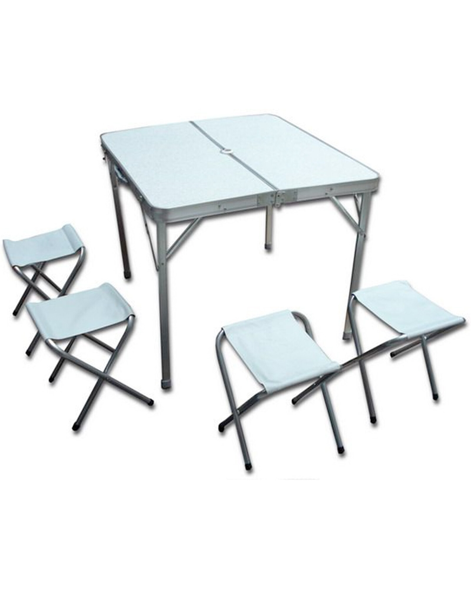 Aktive 52892 - Mesa plegable y portátil para camping con sillas, Todo en 1, Conjunto que incluye 4 taburetes, 81,5x135,5x67cm