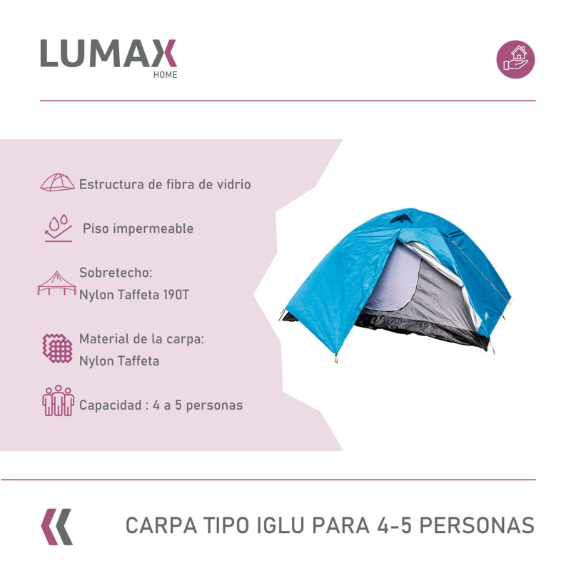 Carpa Igloo Lumax 4/5 Personas Impermeable Para Camping Comodidad Y Protección Carpa Igloo Lumax 4/5 Personas Impermeable Para Camping Comodidad Y Protección