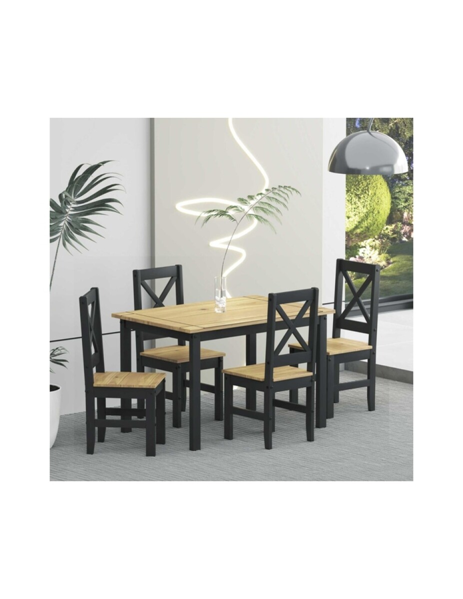Juego De Comedor X 4 Sillas Negro Cera SMGB 