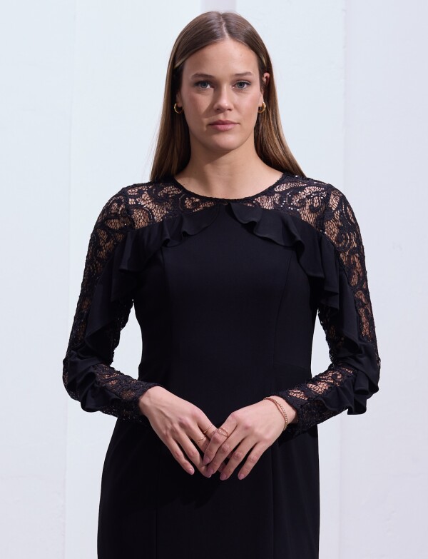 Vestido Noche Encaje NEGRO