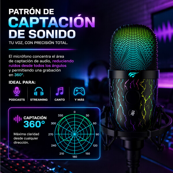 Micrófono Gamer Havit Rgb Gk52 MICROFONO HAVIT PC GK52