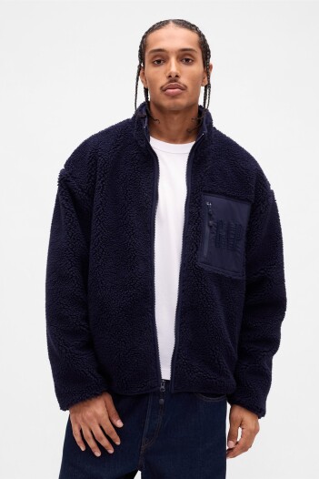 Canguro Con Cierre Polar Logo Gap Hombre Navy Uniform