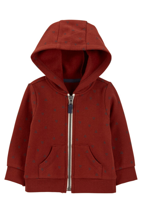 Campera de algodón con felpa, roja, estampada Sin color