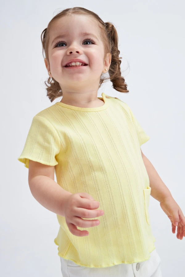 Camiseta de rib manga corta Amarillo