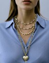 Collares Cortos Perlas Collar Corto Perlas Y Corazones - Dorado