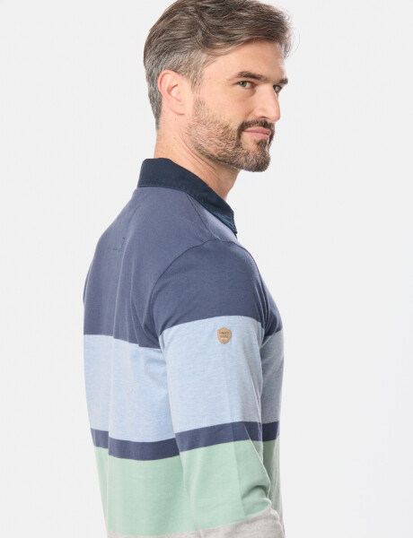 REMERA POLO RAYADA Azul