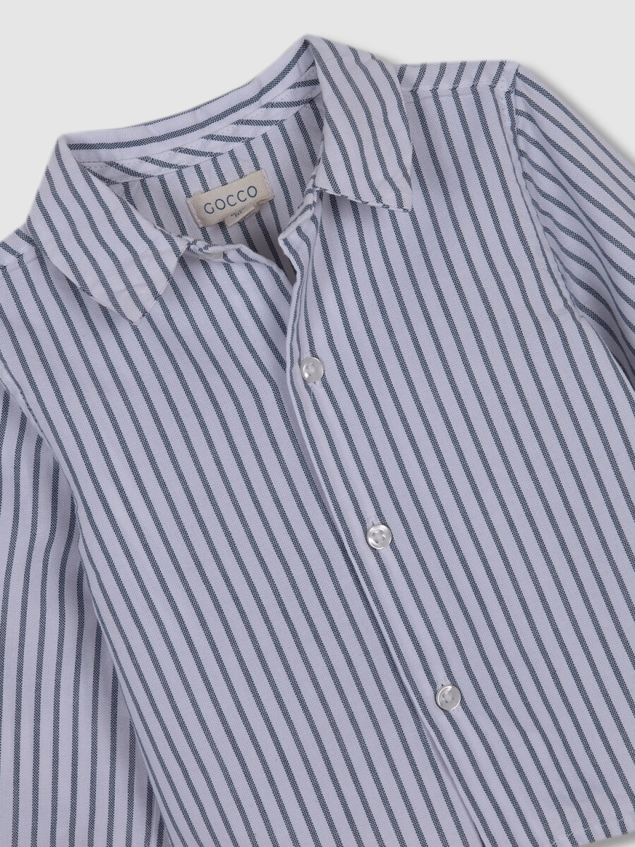 Camisa Oxford Rayas Petroleo Claro