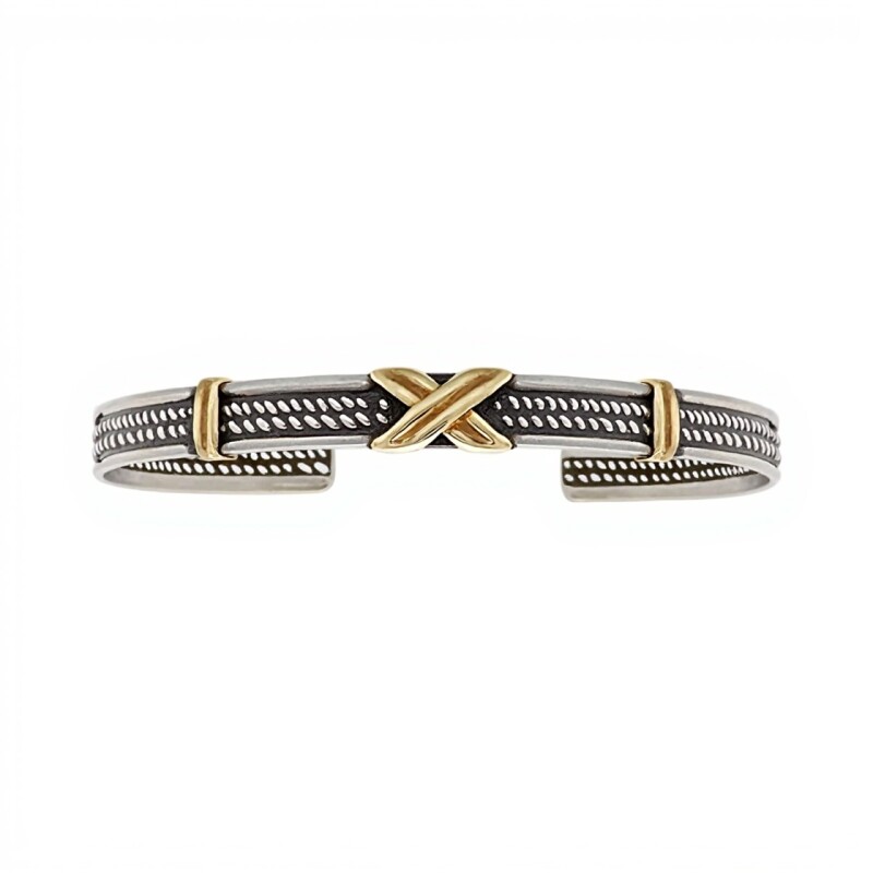 Brazalete Cruz-Plata y Oro-Sin piedra- BR5001 sinpiedra